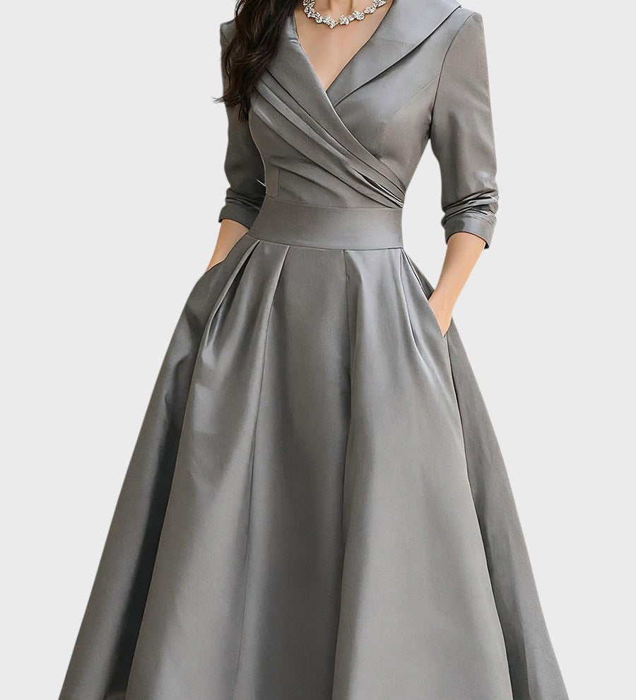 Dagmar | Elegantní midi šaty s dlouhými rukávy