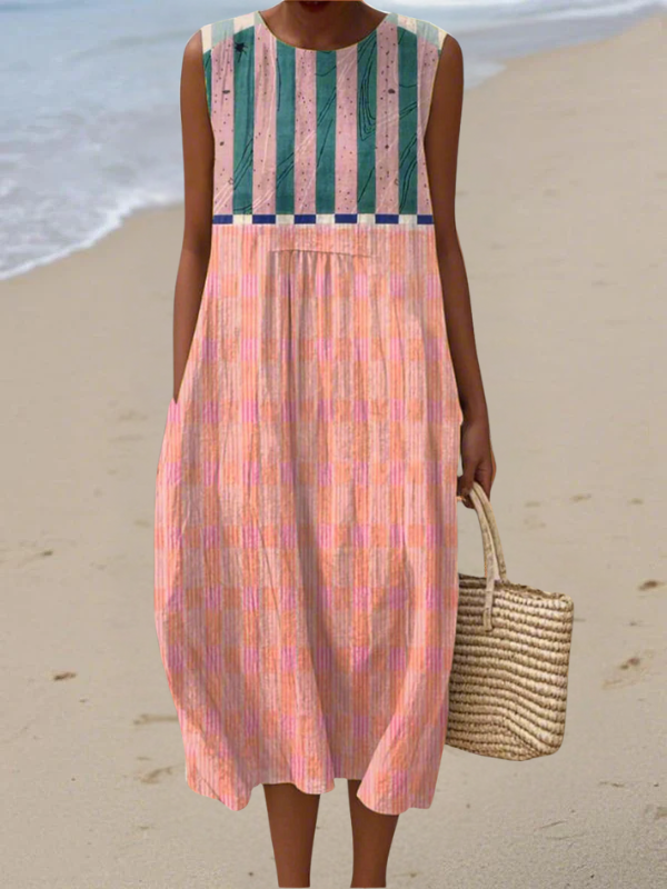 Miroslava | Boho midi šaty s pruhy