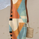 Nela | Boho midi šaty s geometrickým vzorem