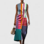 Regina | Multicolor bezramenné pruhované šaty