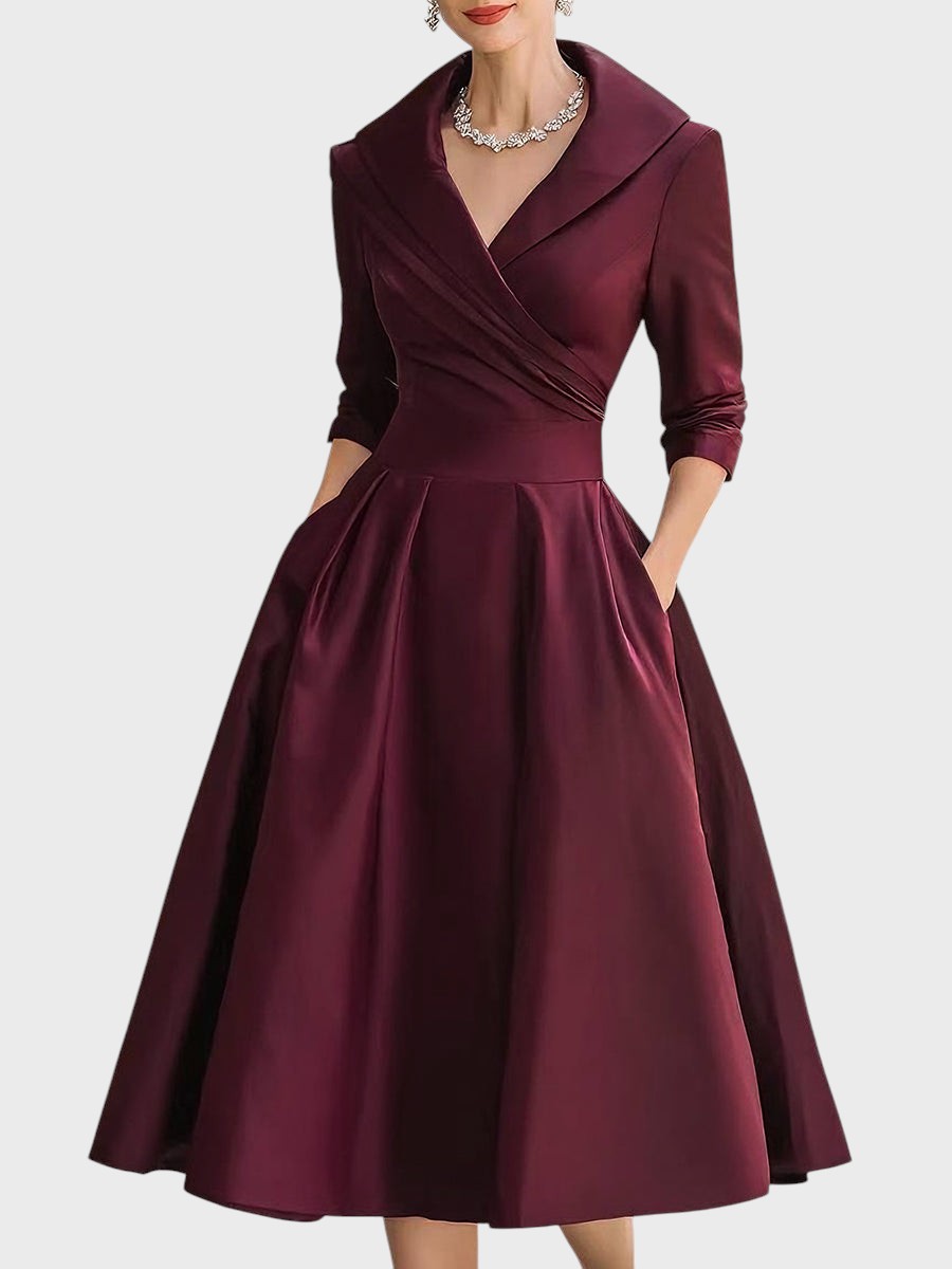 Dagmar | Elegantní midi šaty s dlouhými rukávy