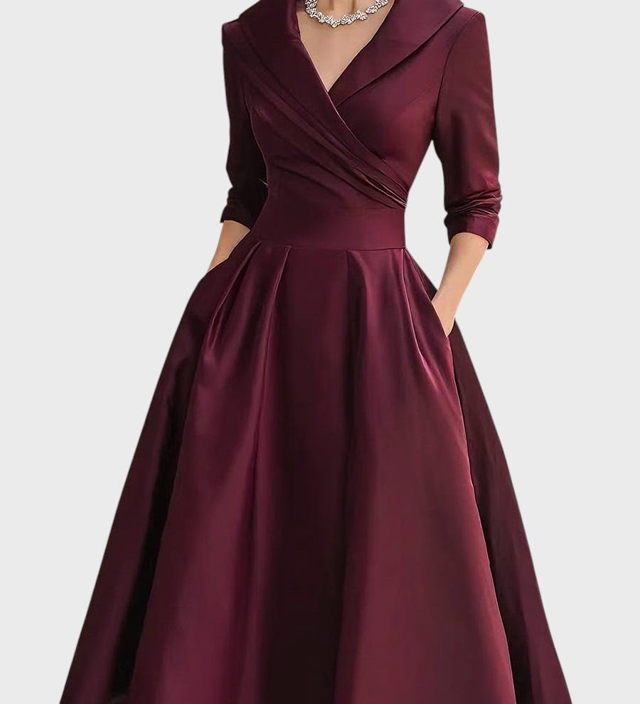 Dagmar | Elegantní midi šaty s dlouhými rukávy