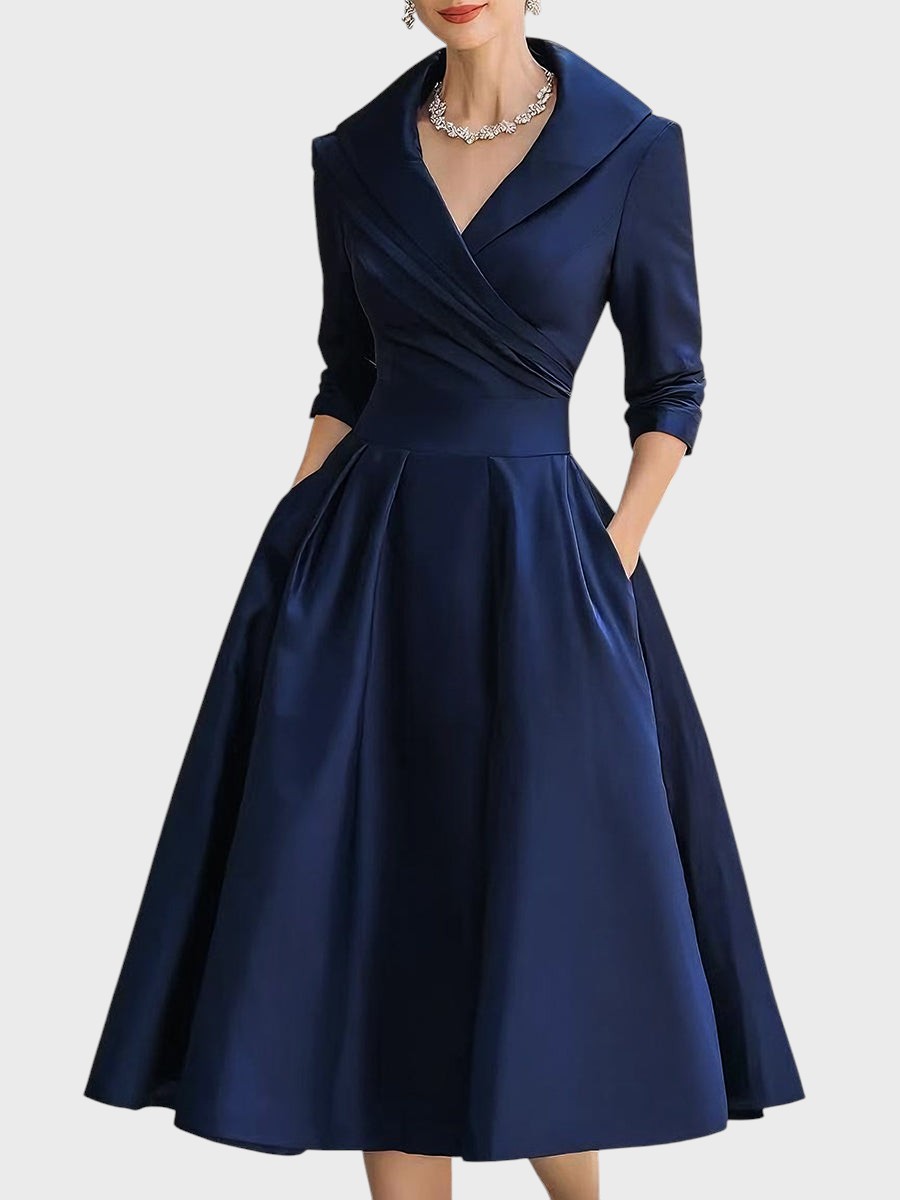Dagmar | Elegantní midi šaty s dlouhými rukávy