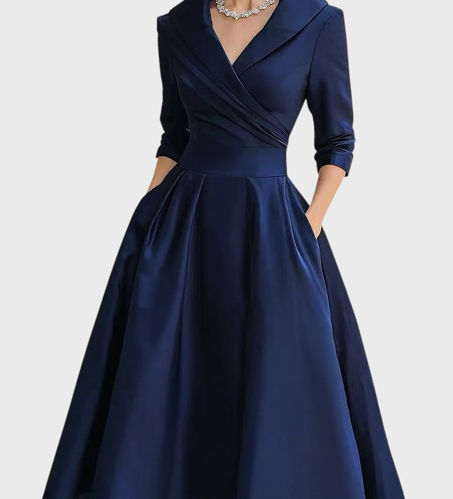 Dagmar | Elegantní midi šaty s dlouhými rukávy