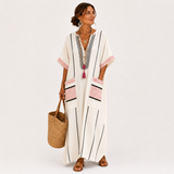 Kaftan Adara krémový s pruhy