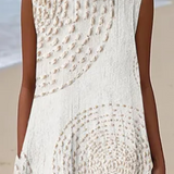 Blažena | Boho midi šaty s malovaným vzorem bez rukávů
