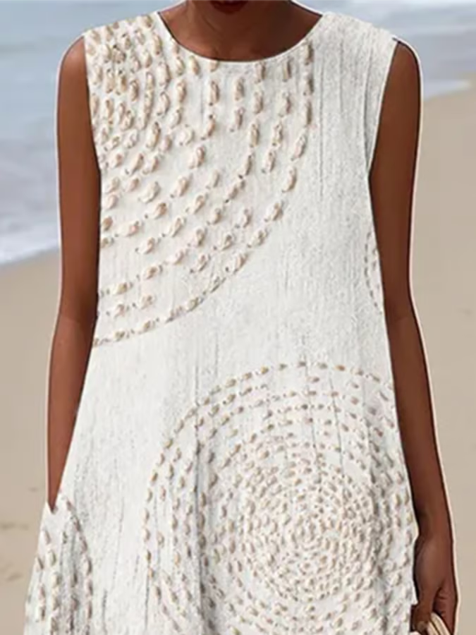 Blažena | Boho midi šaty s malovaným vzorem bez rukávů
