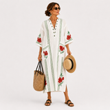 Kaftan Elena bílý s růžemi