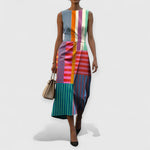 Regina | Multicolor bezramenné pruhované šaty