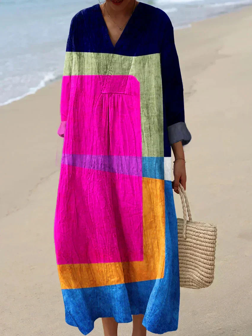 Berta | Boho midi šaty s malovaným vzorem
