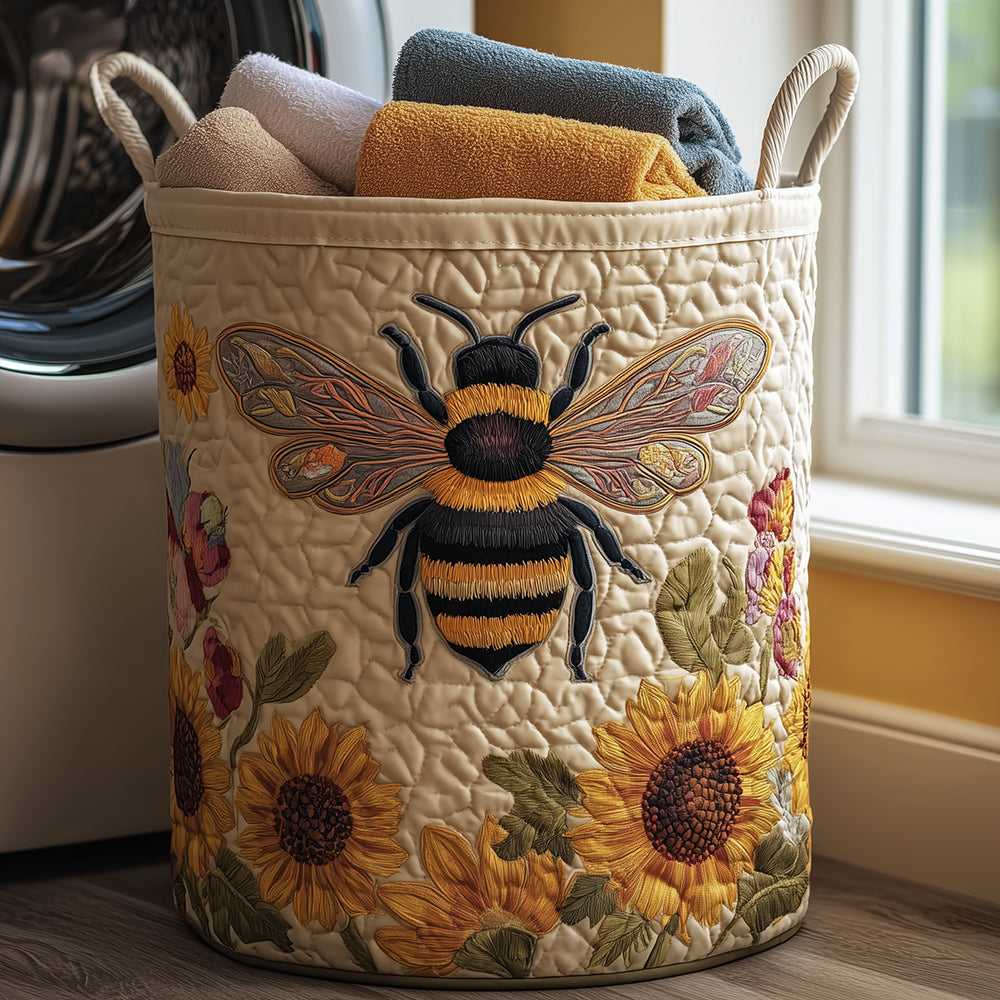 Prošívaný koš na prádlo – Abeja Útulnýa (s uchy)