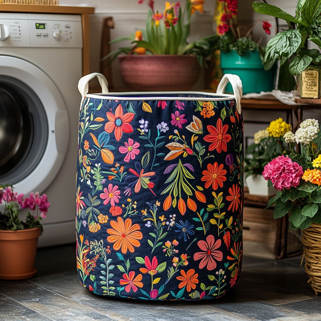 Prošívaný koš na prádlo – Patchwork Bohemio (s uchy)