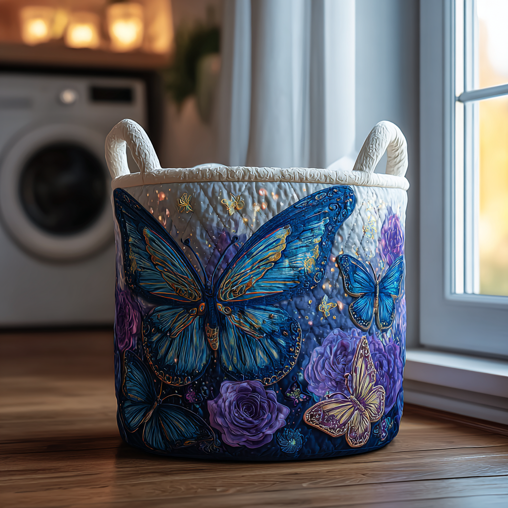 Prošívaný koš na prádlo – Mariposas (s uchy)