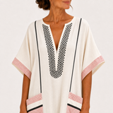 Kaftan Adara krémový s pruhy