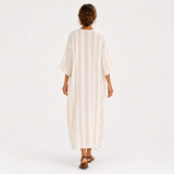 Kaftan Aisha bílý s pruhy