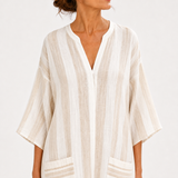 Kaftan Aisha bílý s pruhy