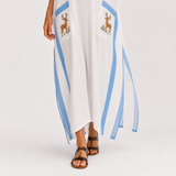 Kaftan Alba bílý s modrými pruhy