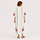 Kaftan Elena bílý s růžemi
