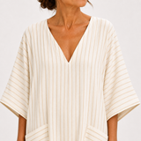 Kaftan Farah béžový s pruhy