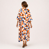 Kaftan Layla oranžový geometrický