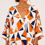 Kaftan Layla oranžový geometrický