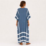 Kaftan Leila modrý s pruhy