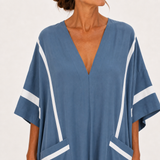 Kaftan Leila modrý s pruhy