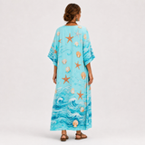 Kaftan Lucía tyrkysový námořnický