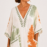 Kaftan Mariam batikovaný zelený