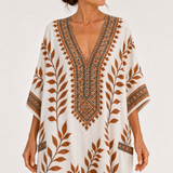 Kaftan Nora krémový botanický