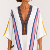 Kaftan Sara bílý vícebarevný