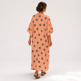 Kaftan Selma korálový s hvězdami