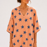 Kaftan Selma korálový s hvězdami