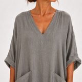 Kaftan Valentina šedý jednobarevný