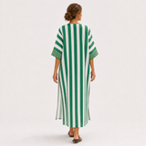 Kaftan Zoé zelený s pruhy
