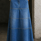 Violet - Mid-Length Denim Skirt