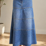 Violet - Mid-Length Denim Skirt