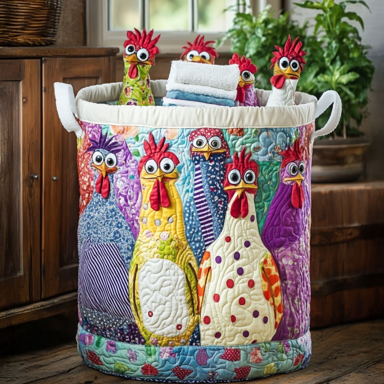 Prošívaný koš na prádlo – Gallina Costurera (s uchy)