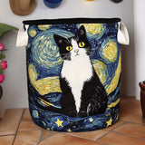 Prošívaný koš na prádlo – Elegancia Felina (s uchy)