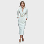 Zuzana | Elegantní černé šaty s páskem a límcem