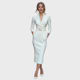 Zuzana | Elegantní černé šaty s páskem a límcem