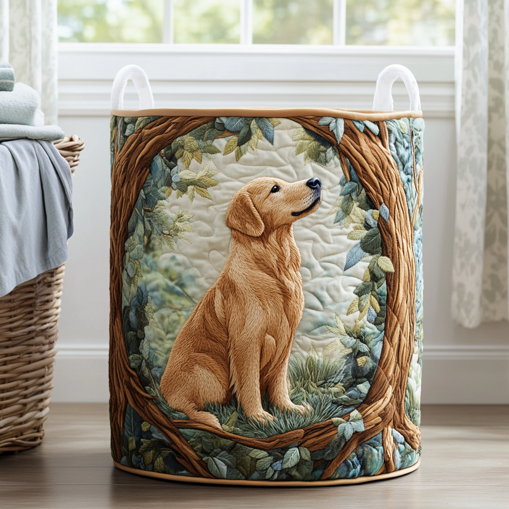 Prošívaný koš na prádlo – Campo del Golden Retriever (s uchy)
