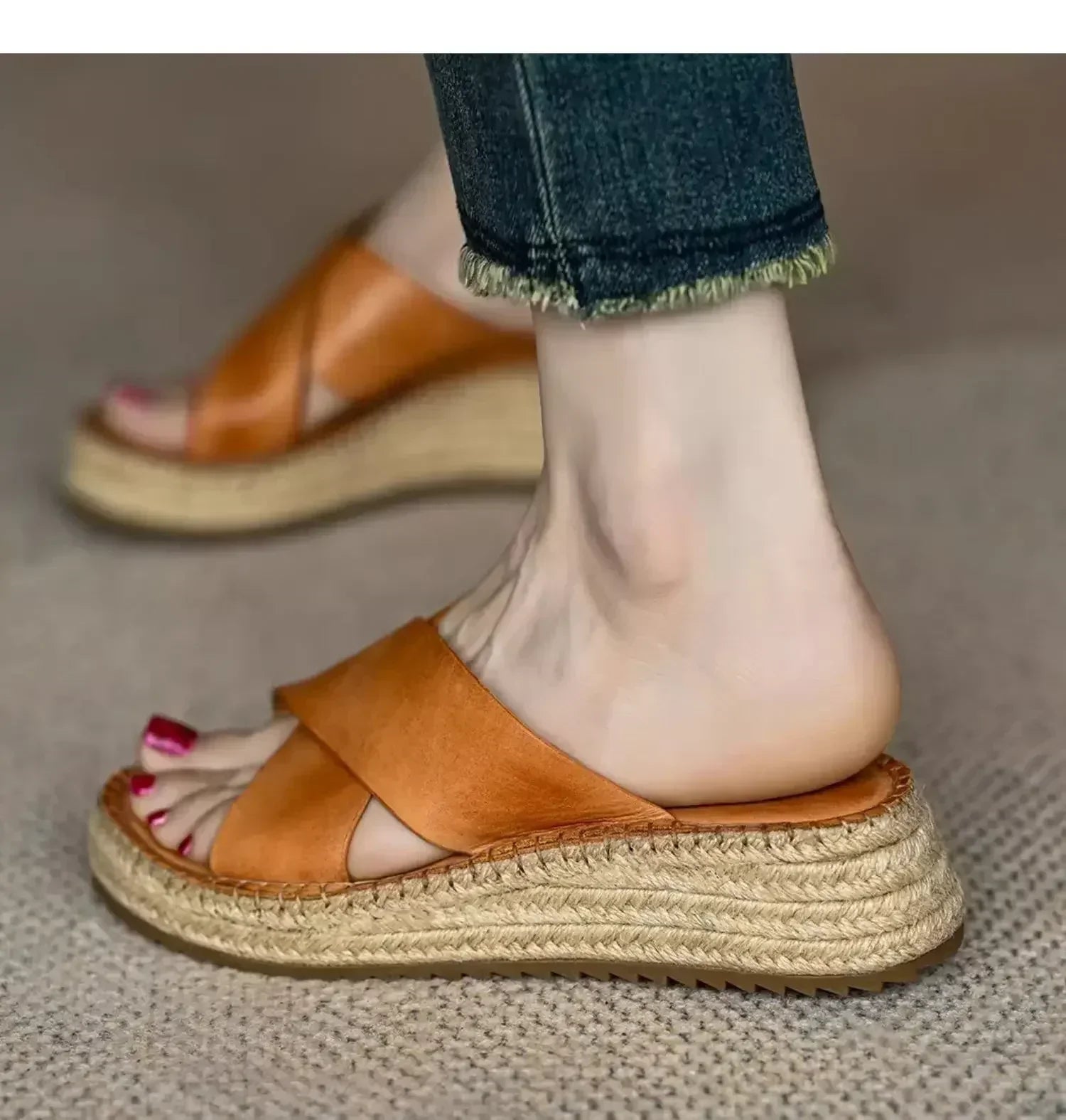 Kožené platformové sandály