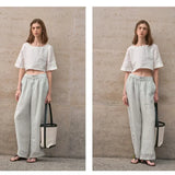 Boxy lněný crop top
