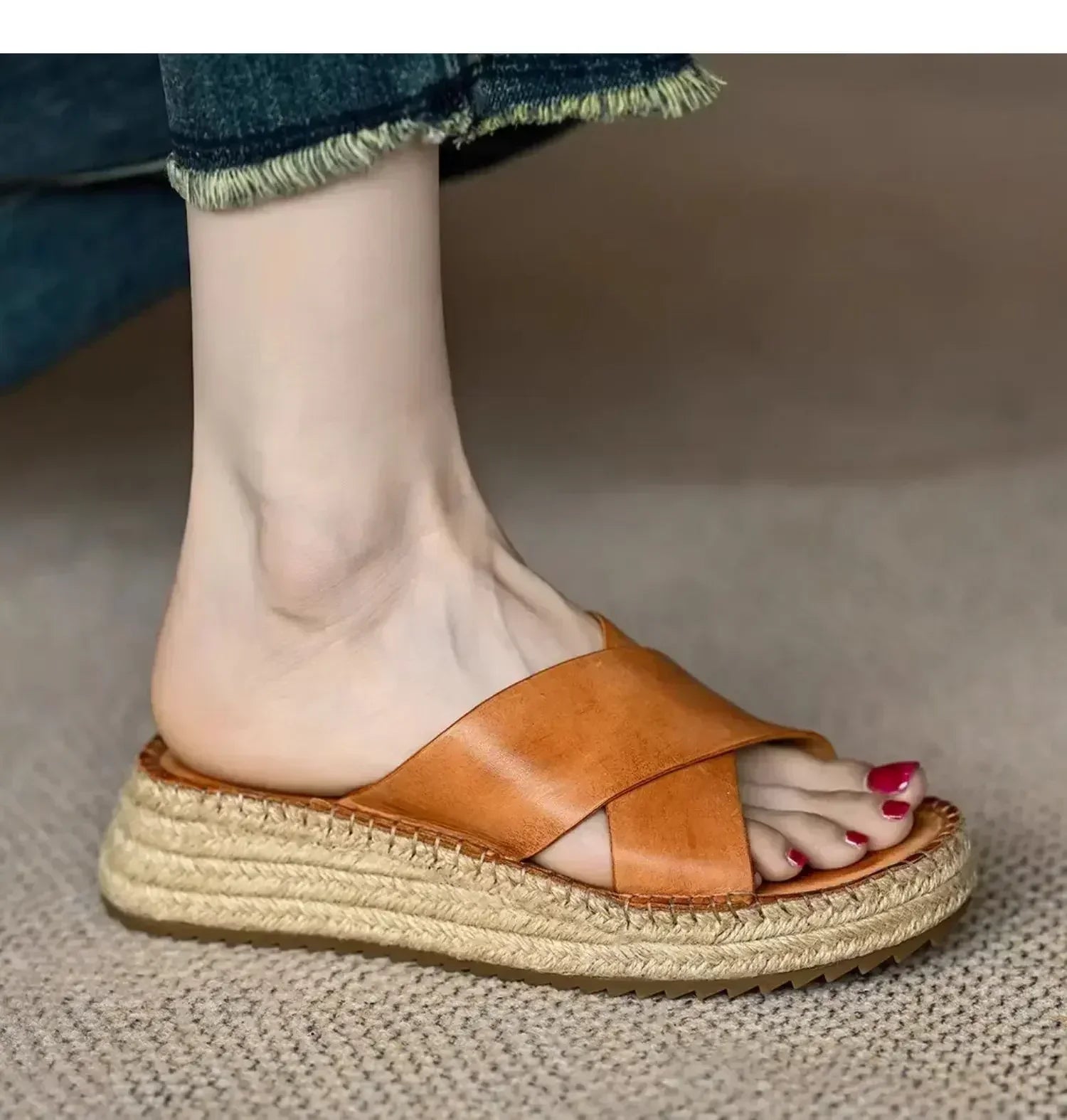 Kožené platformové sandály