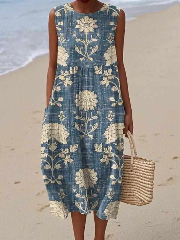 Bedřiška | Boho midi šaty s malovaným vzorem