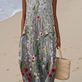 Hermína | Boho midi šaty s malovaným vzorem