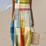 Stanislava | Boho midi šaty s geometrickým vzorem