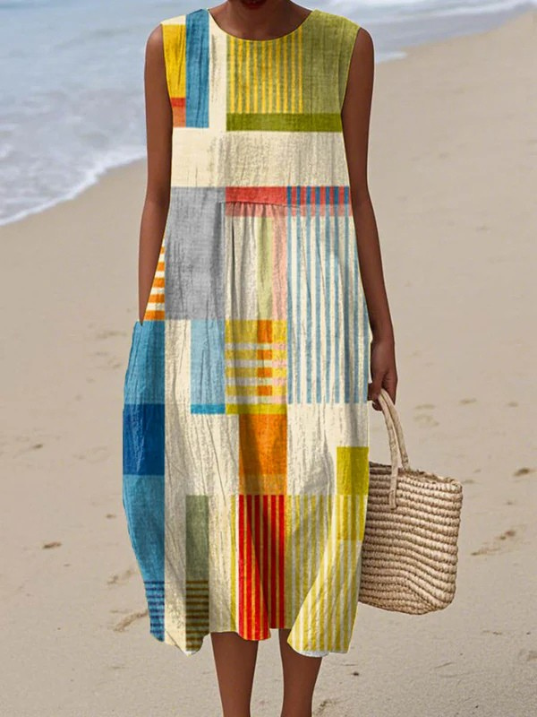 Stanislava | Boho midi šaty s geometrickým vzorem