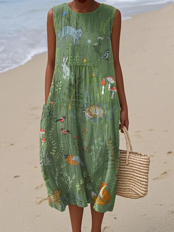 Naděžda | Boho midi šaty s přírodním motivem